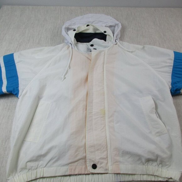 Vintage Nautica Jacket Mens XL White Windbreaker Long Sleeve Hooded Full Zipper - Picture 8 of 14